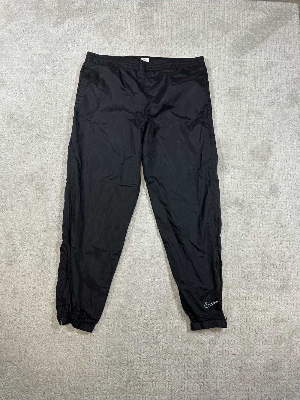 Vintage Nike Black Windbreaker Track Pants with Swoosh